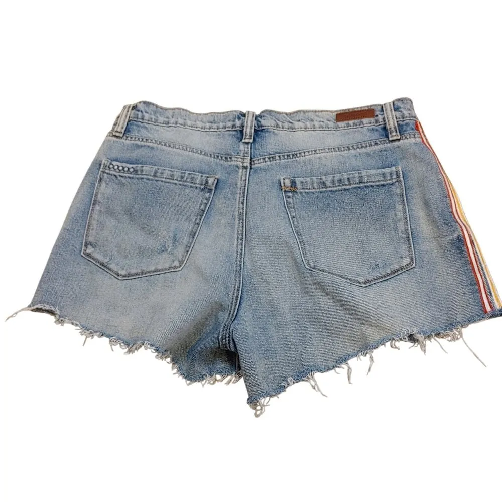 Blank NYC Size 31 The Barrow Distressed Shorts Jeans Cotton Striped Raw Hem - Image 2