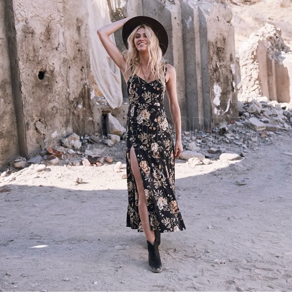 Spell & The Gypsy Rosa Floral Maxi Sundress in Coal Size Medium Black - Image 2
