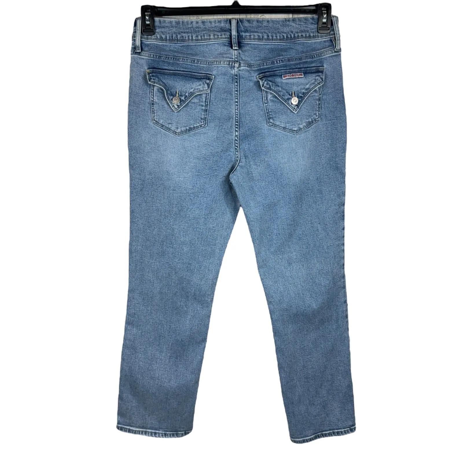 Hudson SZ 14 Straight Jeans Button-Flap Pockets Zip-Fly Stretch Hi-Rise Blue - Image 4