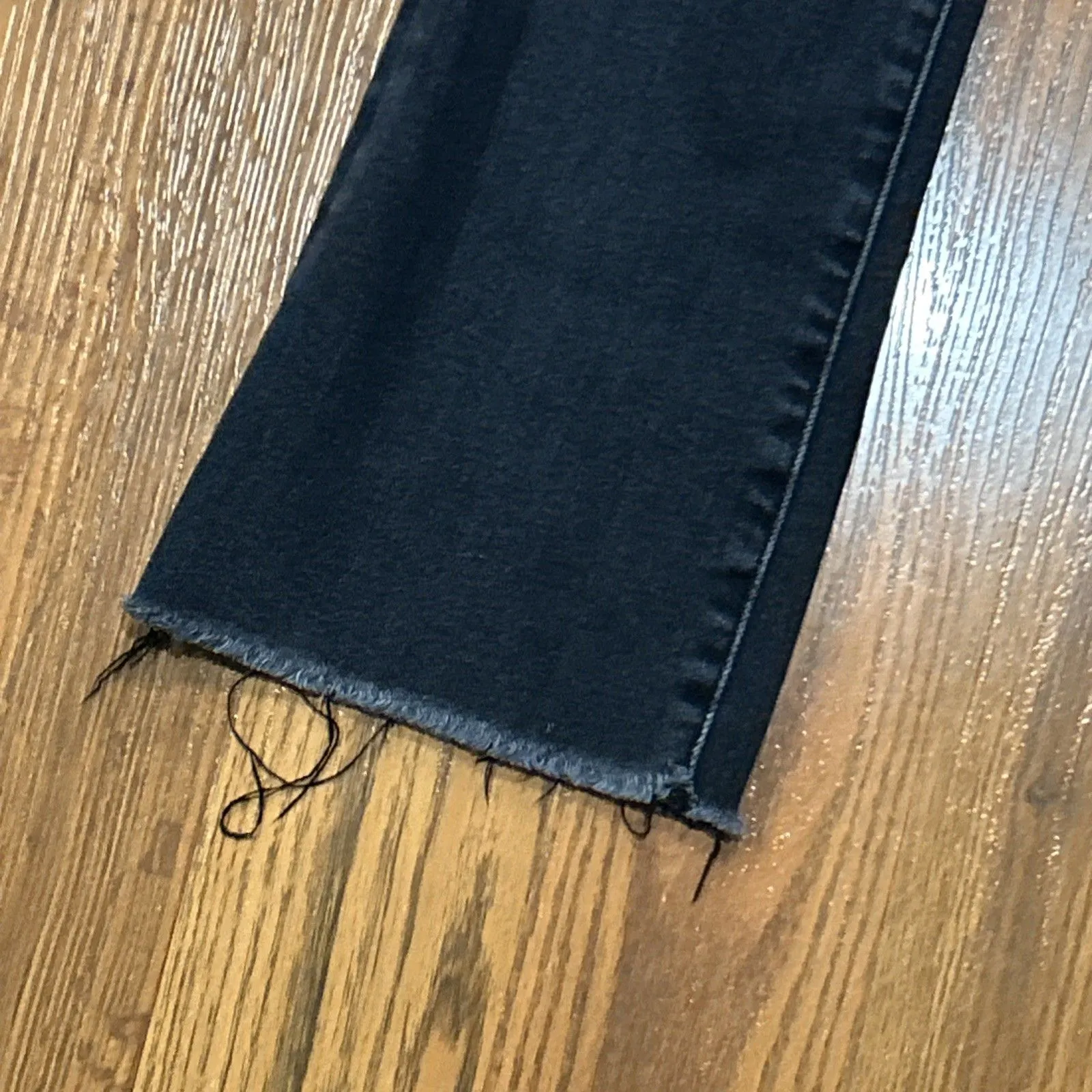 Mother The Hustler Ankle Fray Jeans Womens 23 Black Encounters At Night - Image 7