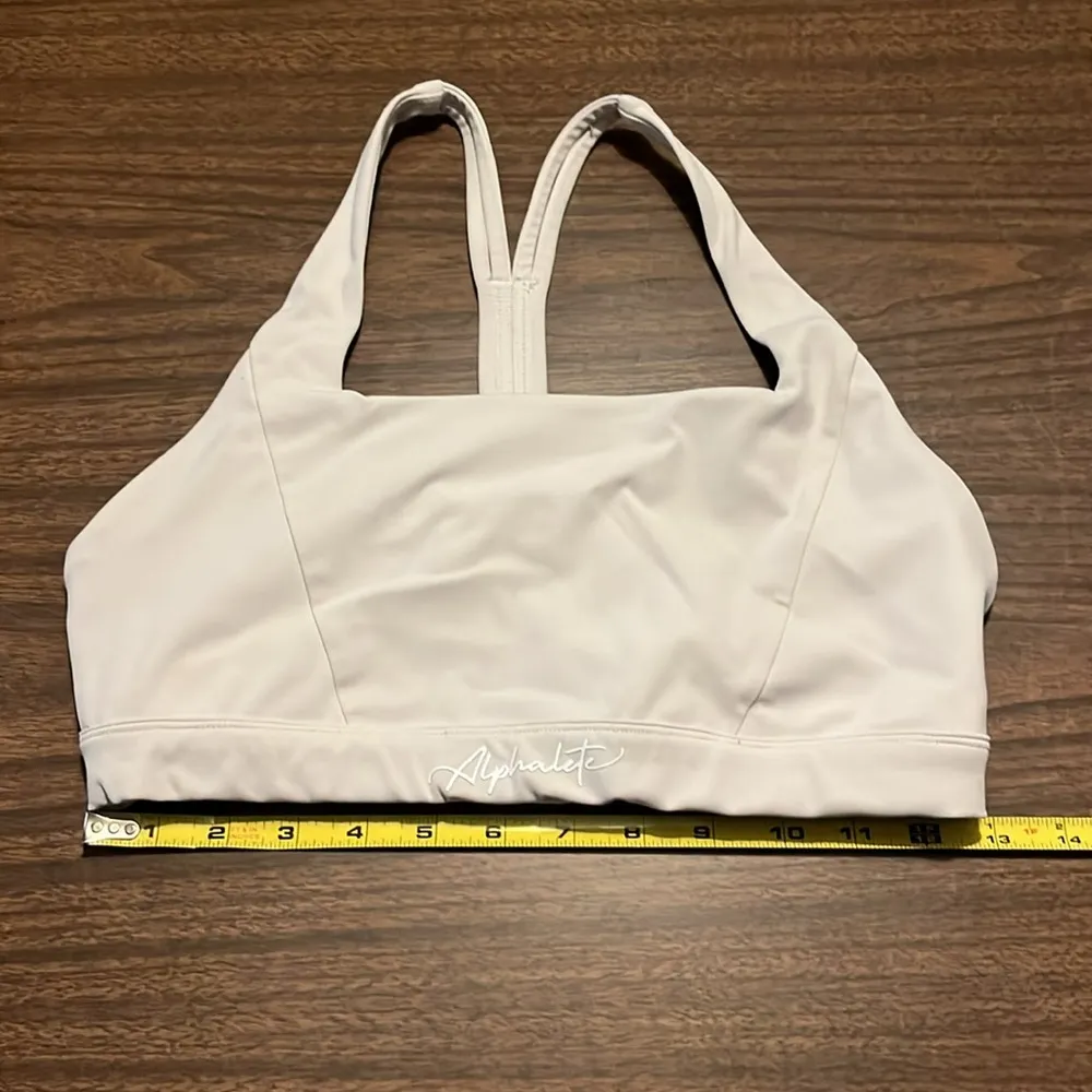 Alphalete White Racerback Strappy Sports Bra - Image 3