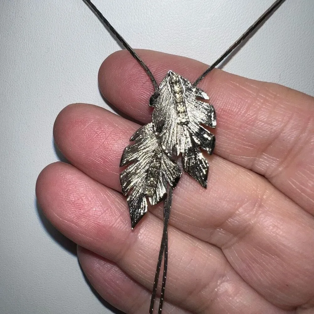 Vintage MCM Silver Tone and Rhinestone Bolero‎ Necklace - Image 3