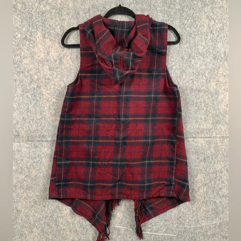 Jolt Womens Size Small Hoodie Lagenlook Plaid Cape‎ Red - Image 2