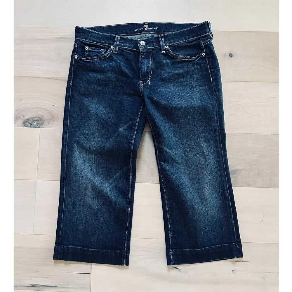 Women's Capri Denim Jeans Size 31 DArk WAsh Low Rise Y2K Era 7 For all Mankind - Image 2