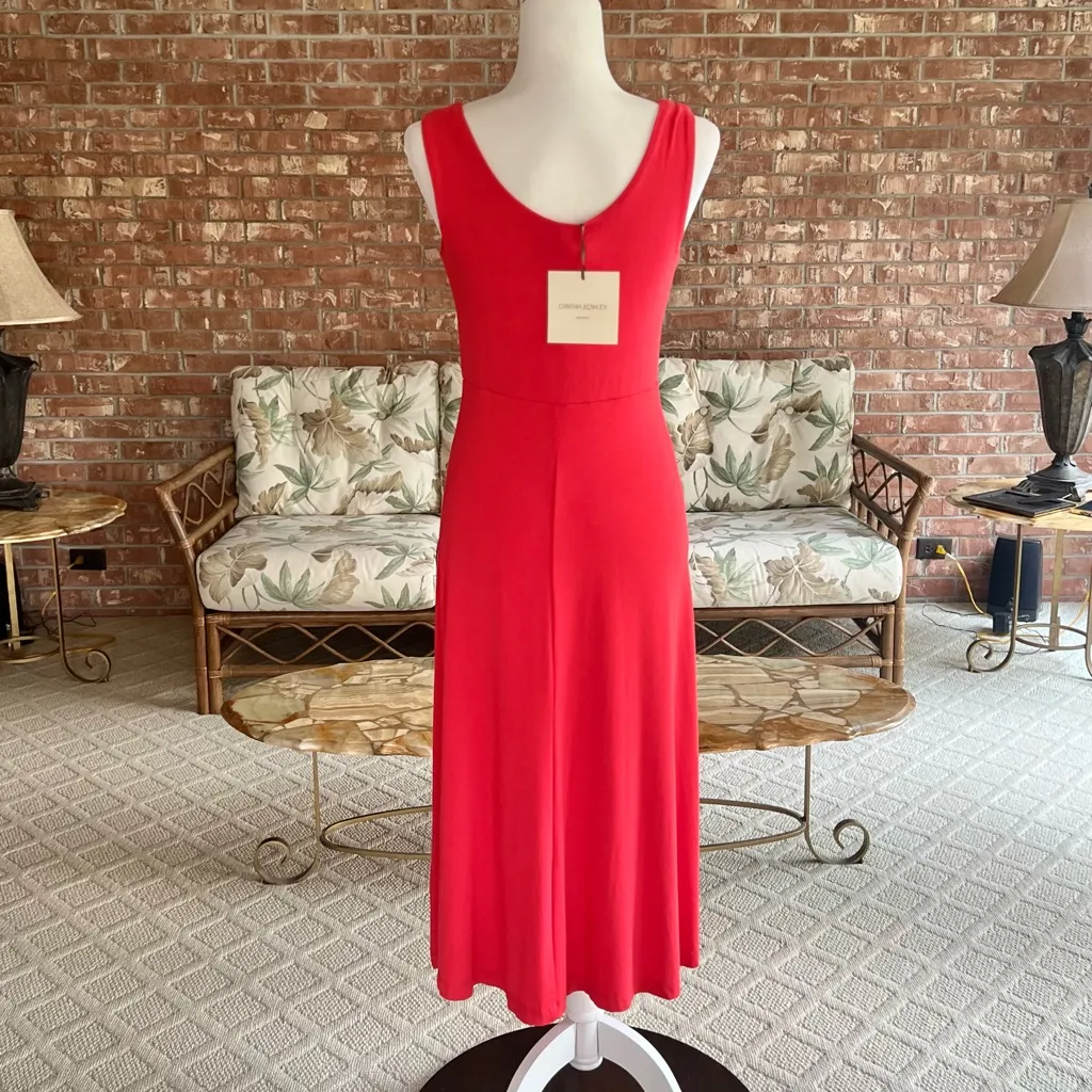 NWT Cynthia Rowley Dress Midi Sleeveless Red Knit Swing S Party Work Brunch Chic - Image 7