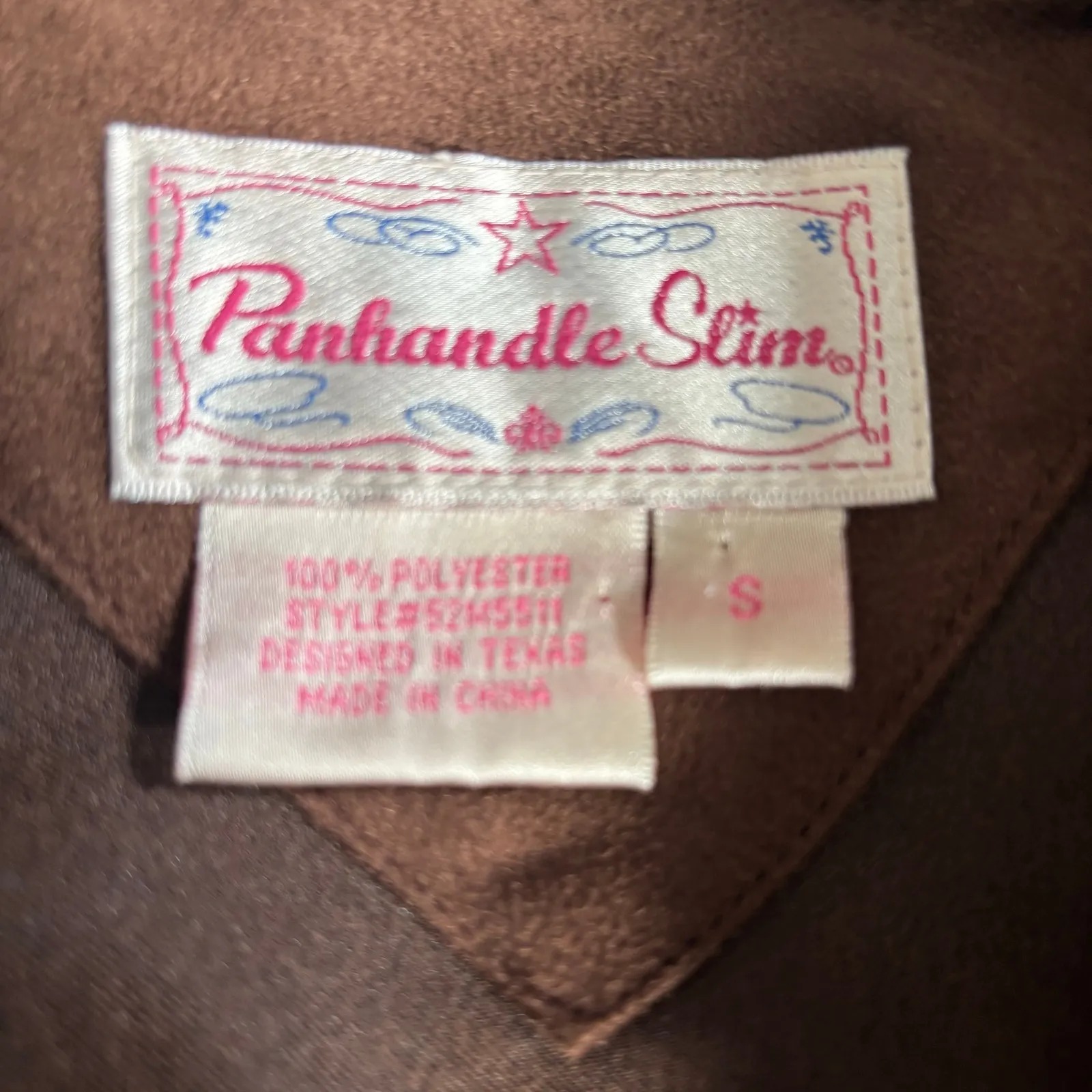 Vintage Y2K Panhandle Slim Brown Faux Suede Leather Fringe Western Jacket Small - Image 8