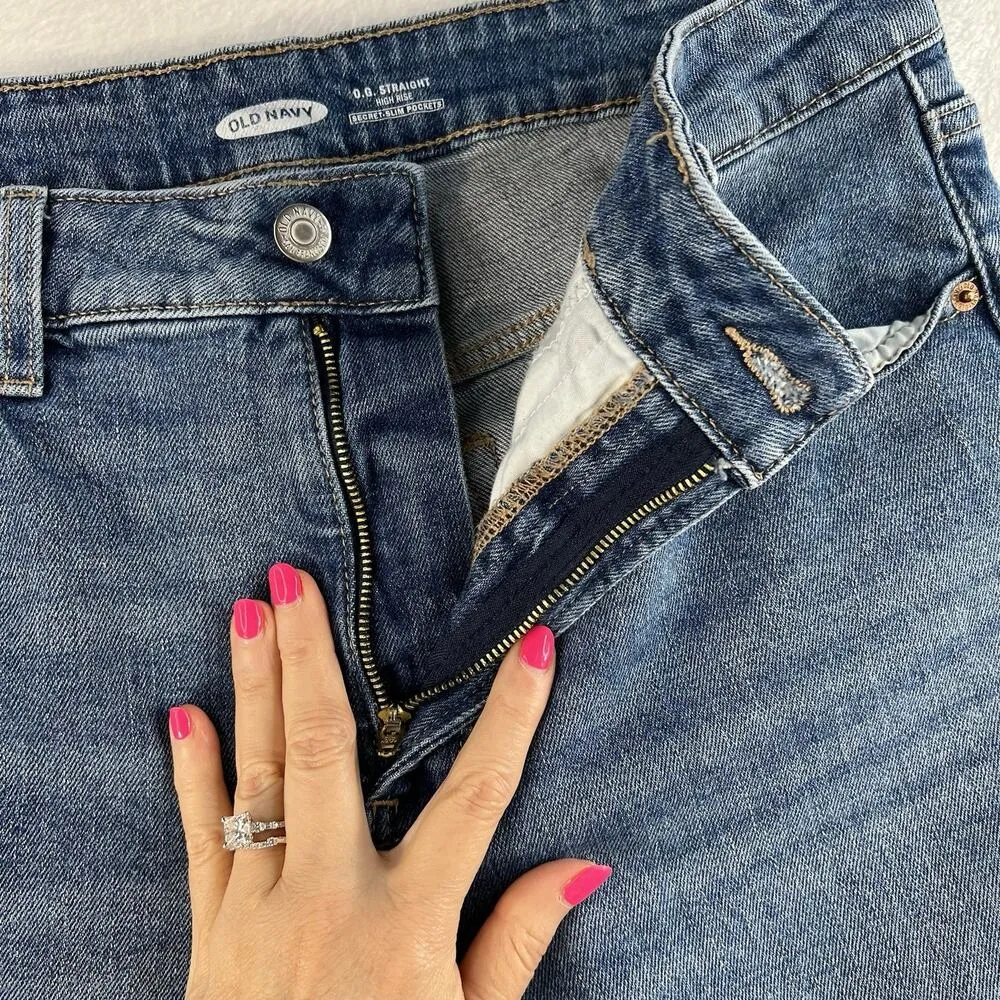 Old Navy Sz 12 Jeans O.G. Straight High Rise Secret Slim Pockets Margarita Blue - Image 6