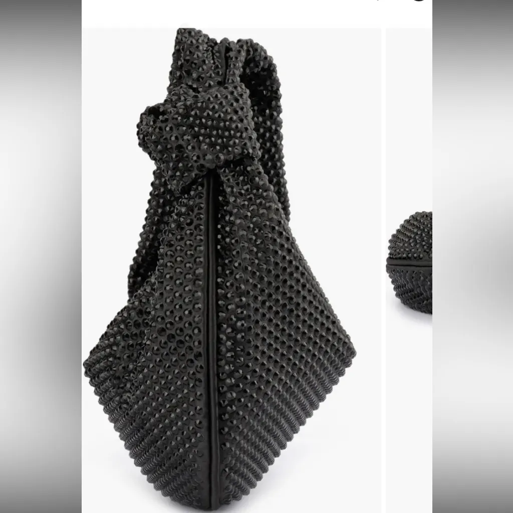 Juliana Crystal Top Handle Bag
Olga Berg black evening designer croissant mini - Image 4
