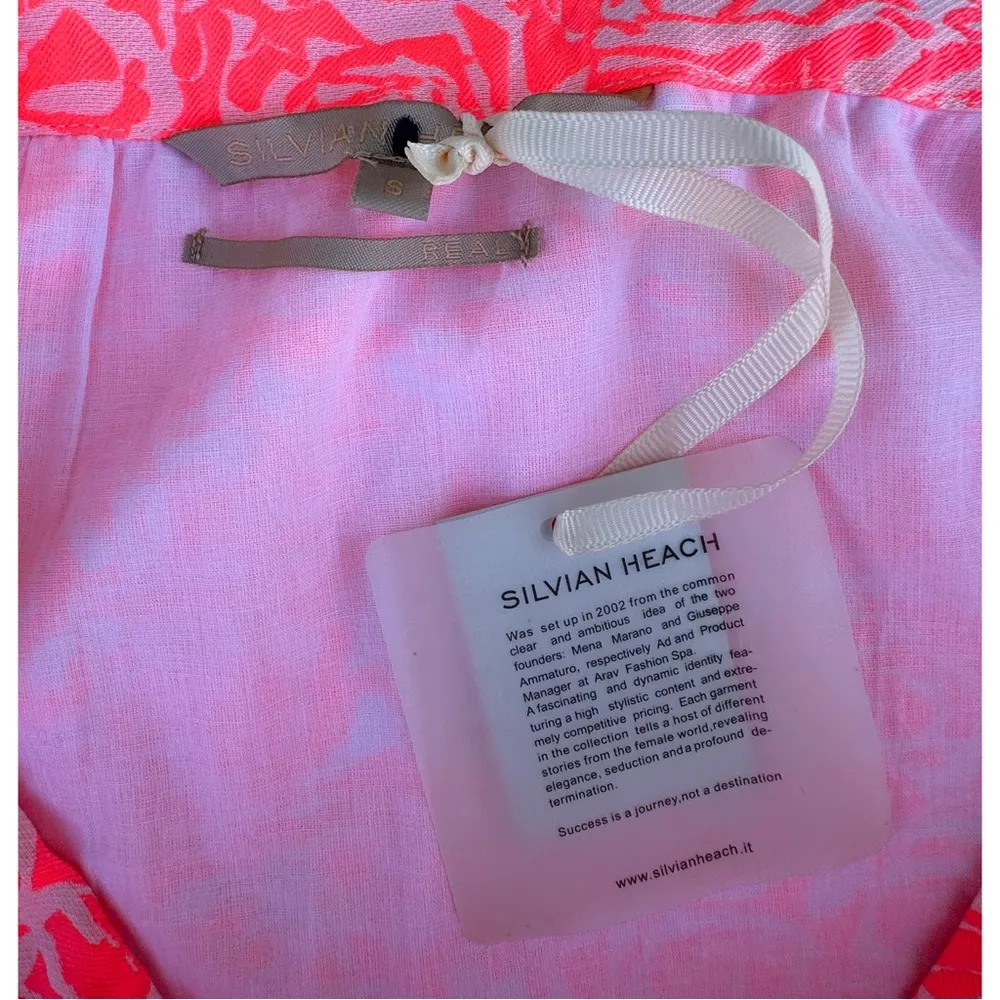 Silvian Heach Neon Hot Pink Abstract Print Zip Back Mini Skirt NWT Small - Image 6