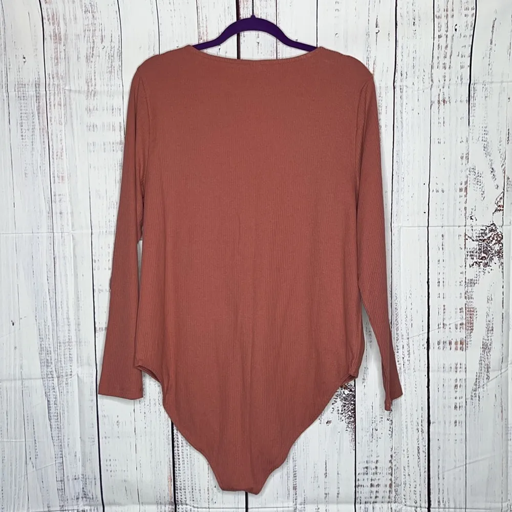 Old Navy NWT Size 3X Dusty Rose Pink Square Neckline One Piece Ribbed Bodysuit - Image 2