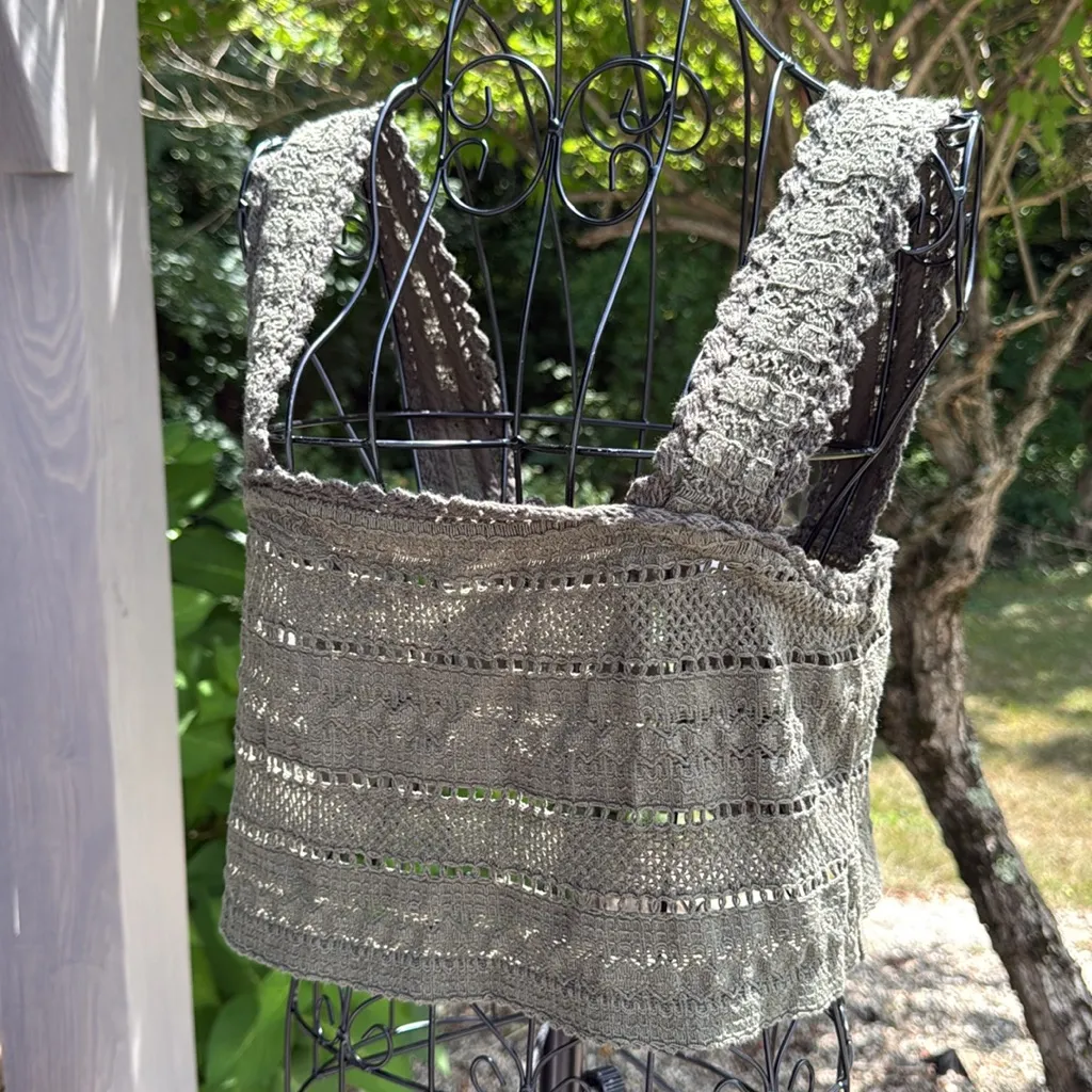 AERIE crocheted knit cropped tank - Image 2