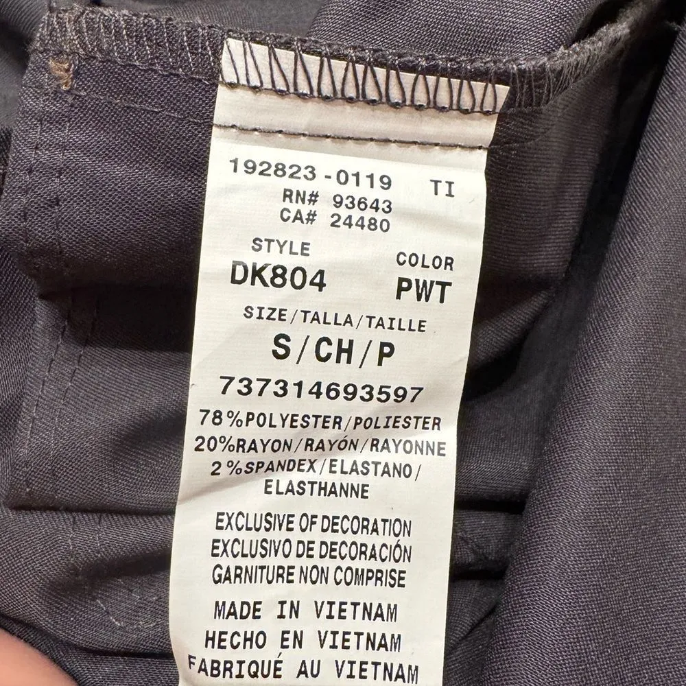 Dickies Sz S Essence Contemporary Pewter V Neck Medical Mock Wrap Scrub Top NEW - Image 5