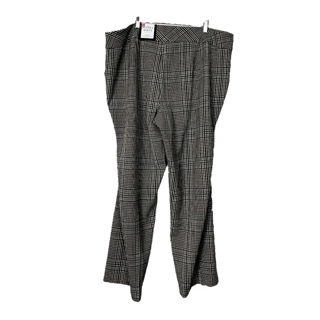 Roz & Ali Pants Pull On Slim Fit Straight Leg Brown Cream Plaid Women’s Size 22W - Image 2