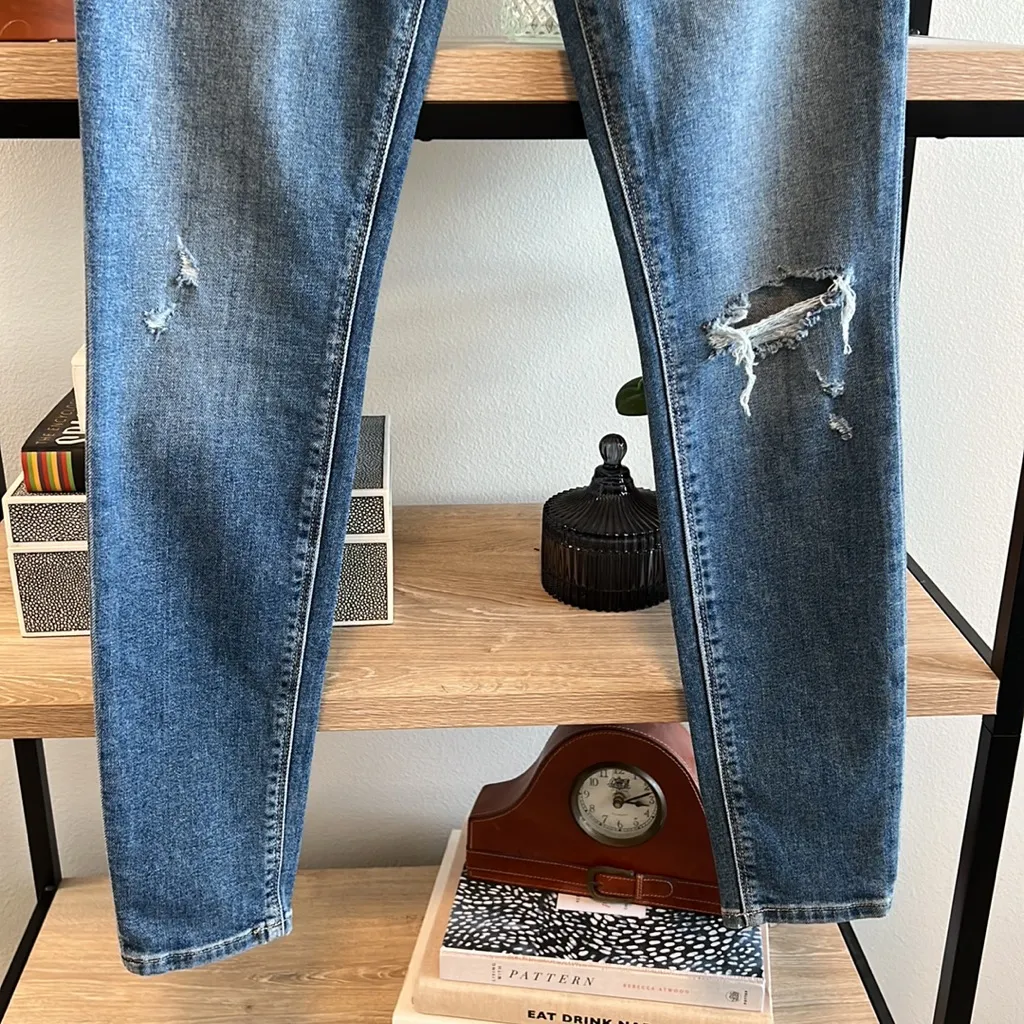 Hudson Nico Mid-Rise Distressed Super Skinny Ankle Jeans, 25 - Image 3