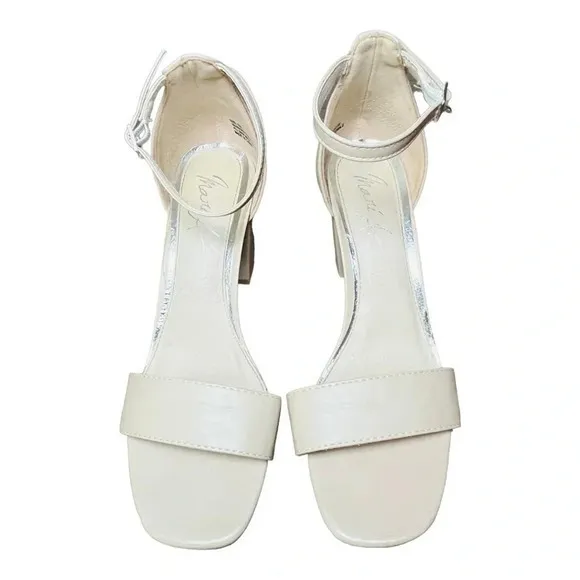 Mari A.‎ Marsha Strappy Chunky Heel Nude Sandals Ankle Strap Faux Leather Size 9 Tan - Image 4