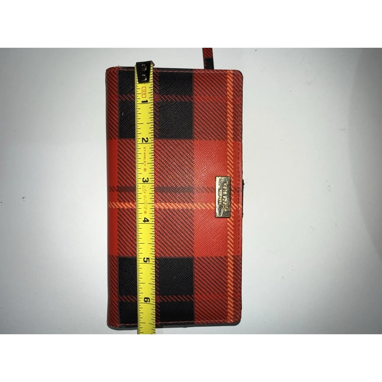Kate Spade Neda Newbury‎ Lane Plaid Print Red Saffiano Leather Bifold Wallet  K - Image 11