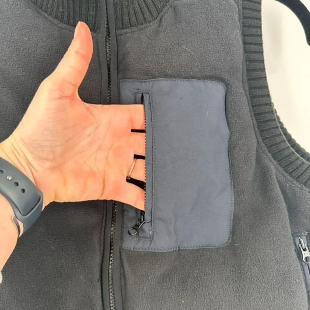 NWT‎ Sweaty Betty Venture Padded Mixed Media Fleece Vest XS black blue cropped - Image 5