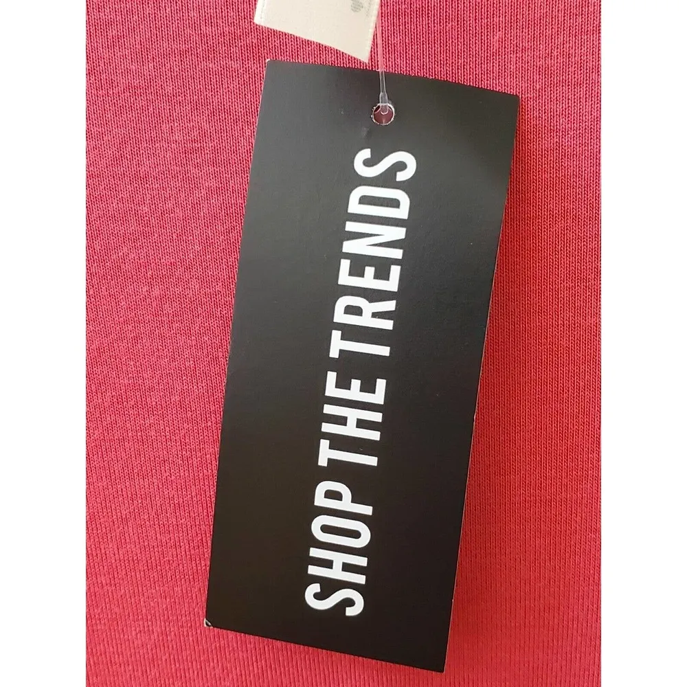 Pink Owl Women Pink Rayon Scoop Neck Long Sleeve Knee Length Dress Size Medium - Image 9