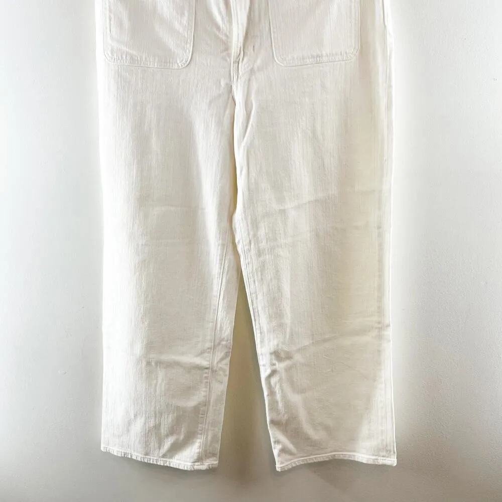 Madewell The Perfect Vintage Wide Leg Crop Jeans Patch Pocket Tile White 10 - Image 9