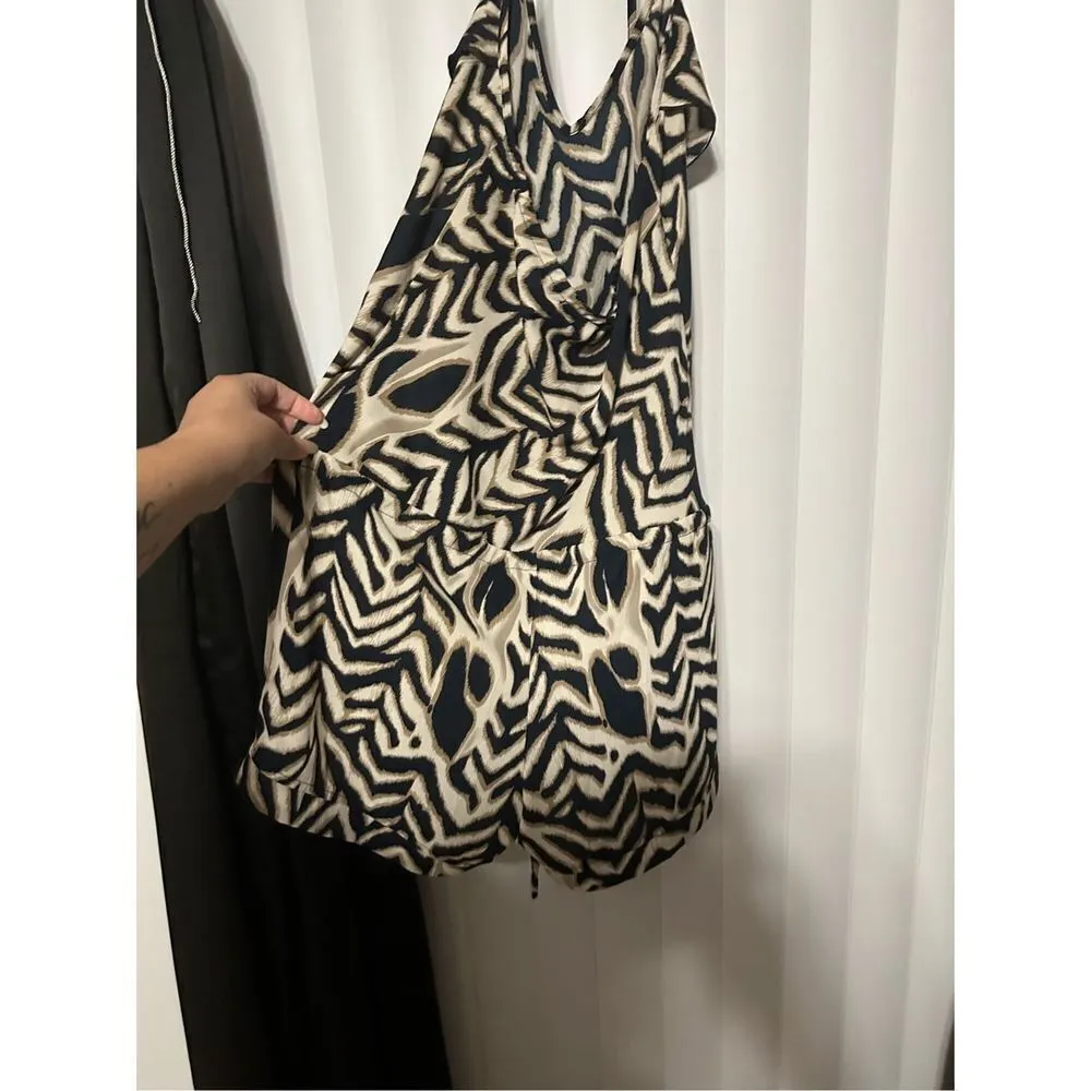 Veronicam cream/tan/black tie back, vneck, sheer romper can be used for swimsuit - Image 5