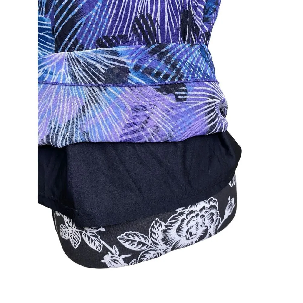 Floral Tank Top Ruffle Trim Beach Summer Vacation Coastal Coast Travel Flower Purple Size M - Image 6