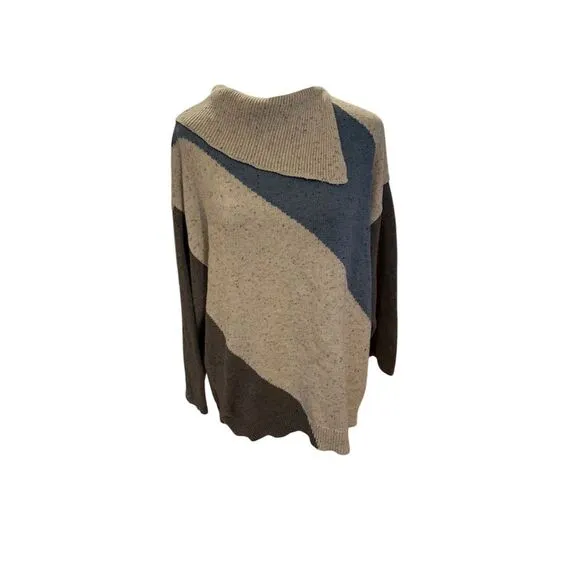 Leo & Nicole Women's XL Colorblock Cowl Neck Sweater Multicolor - Image 2