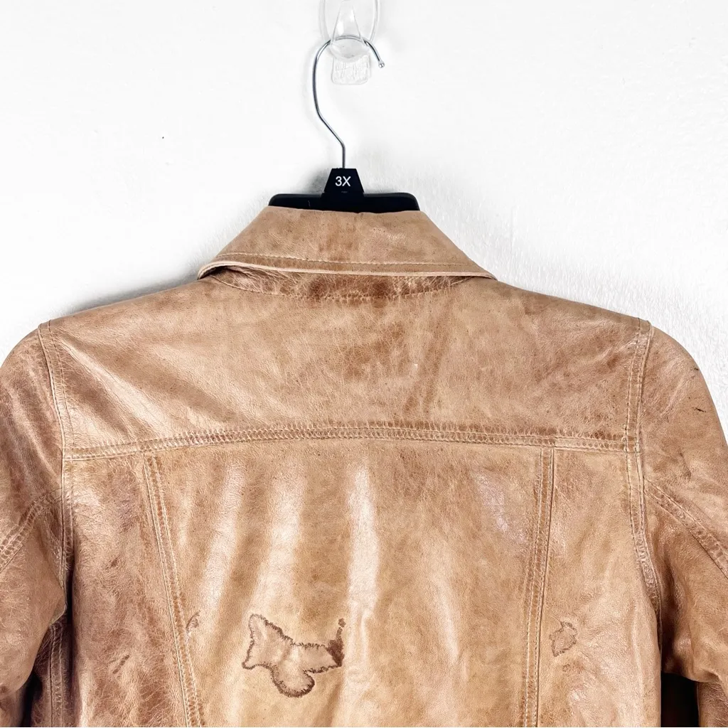 SUNDANCE 100% Leather Brown Ridge Rider Button Pockets Lined Jacket Medium - Image 7