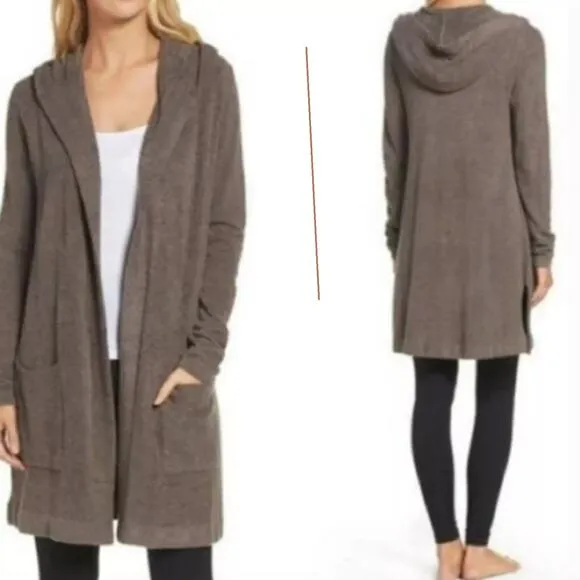 Barefoot Dreams | M | Brown Cozy Chic Hooded Super Soft Cardigan Robe Lounge - Image 2