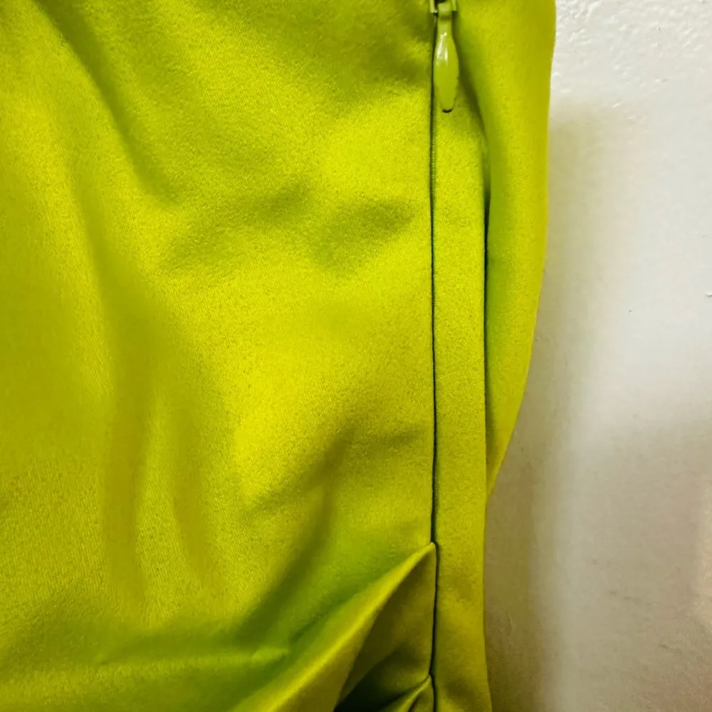 ELLIATT Cassini Midi Dress One Shoulder Ruche in Chartreuse Green Yellow Size M - Image 3