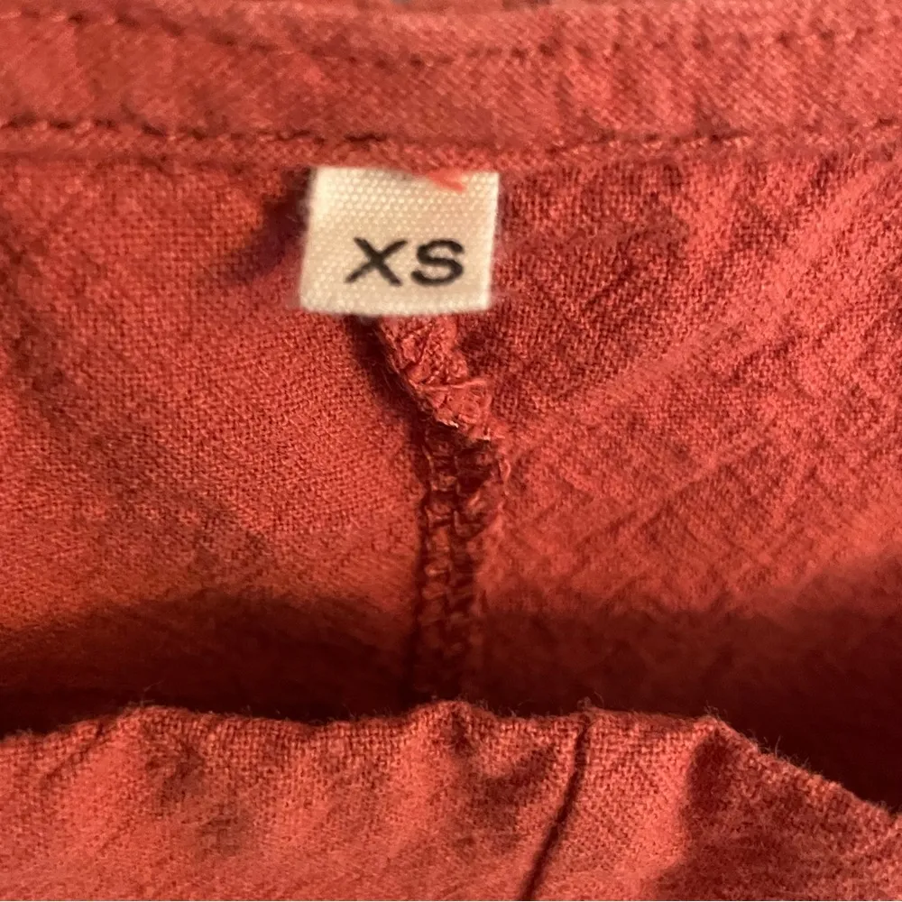 Linen Cotton Blend Rust Sleeveless Comfy Summer Jumpsuit Red Size XS - Image 8