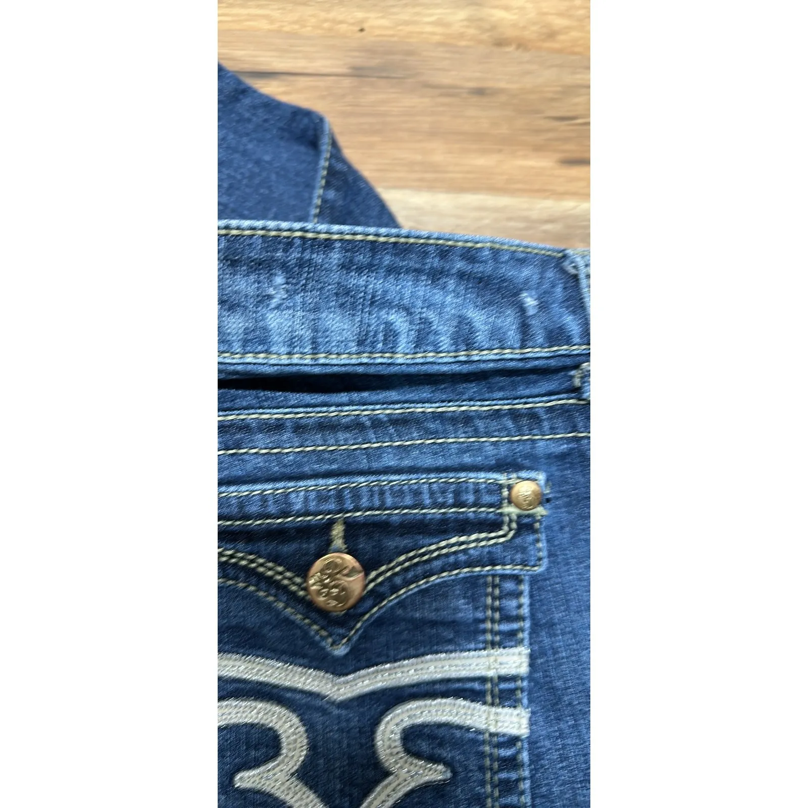 PhilanthropyJeans Bootcut Embellished Pockets Medium Wash Denim Size 32/14 Blue - Image 5