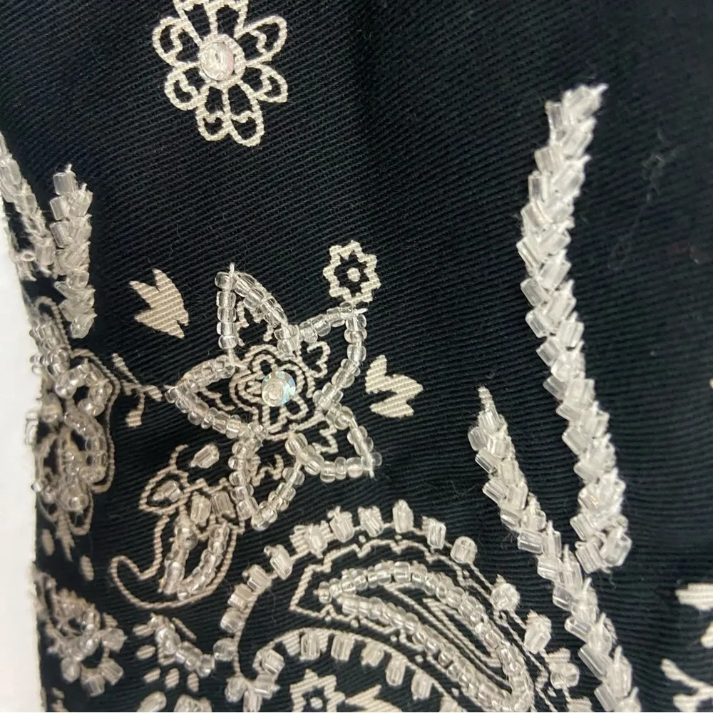 Quacker Factory Beaded Paisley Black and White Shirt Jacket Size Small Medium - Image 9