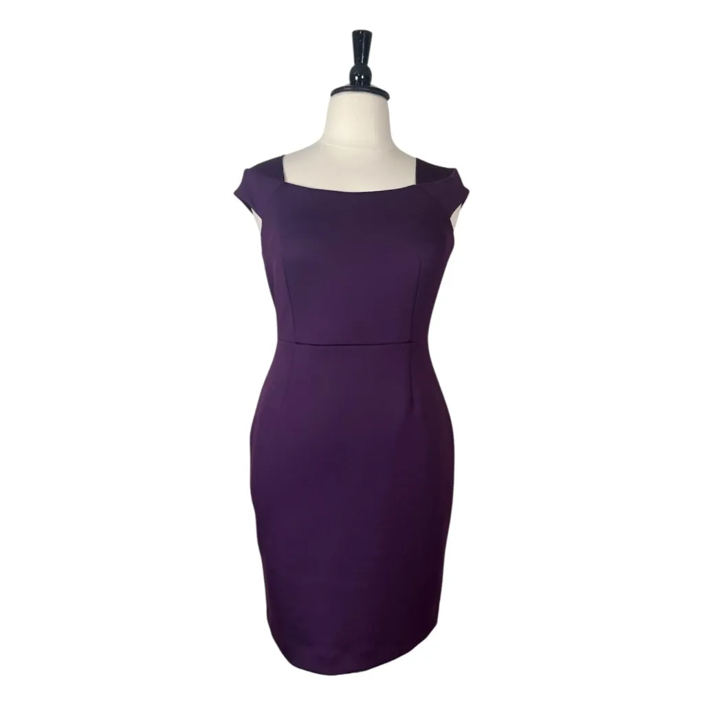 Calvin Klein Sheath Dress Cap Sleeve Square Neck Scuba Plum Women’s Plus Size 14 - Image 11