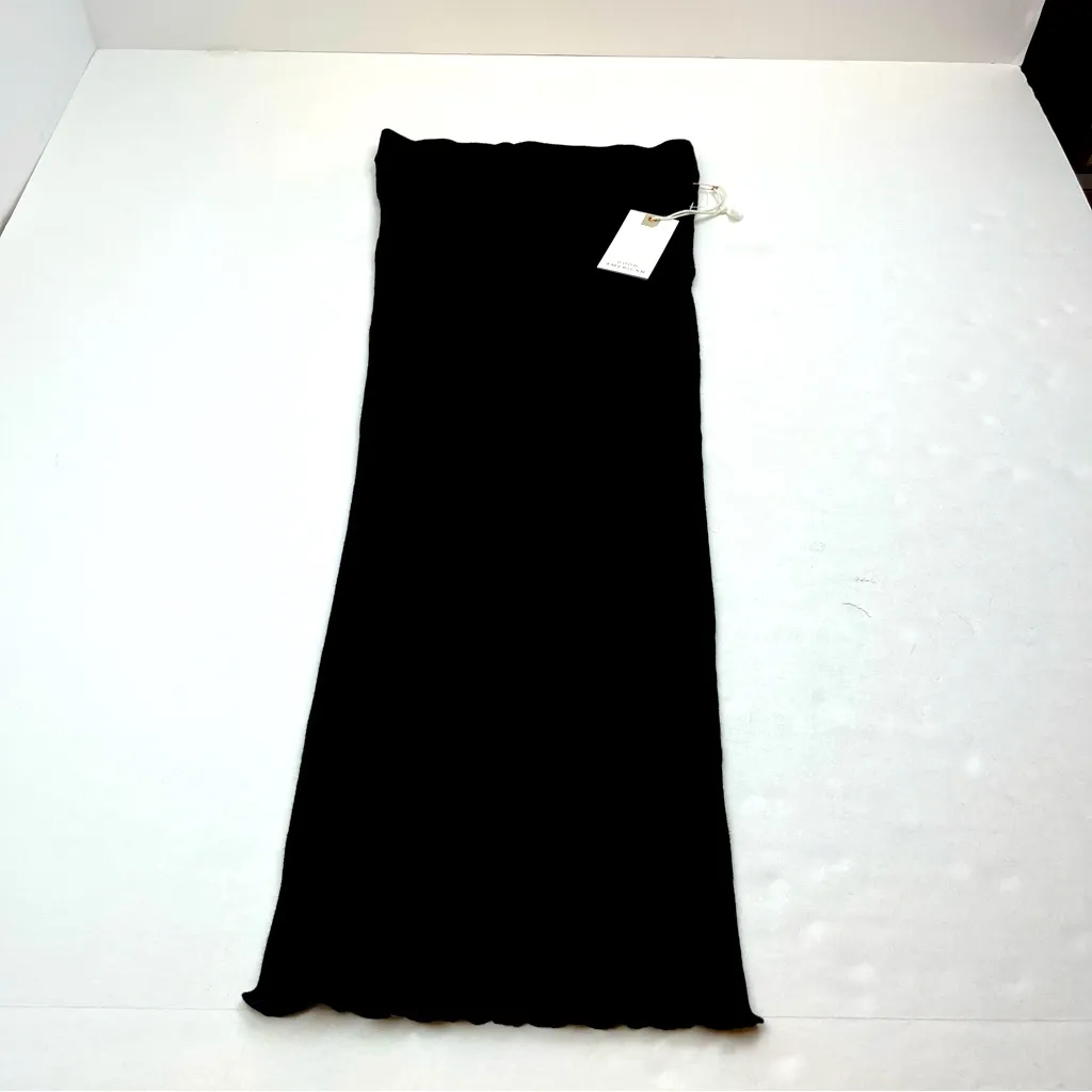 Good American‎ Ribbed Knit Pencil Skirt Womens Size 00 / 0 Black Lettuce Hem NEW - Image 2