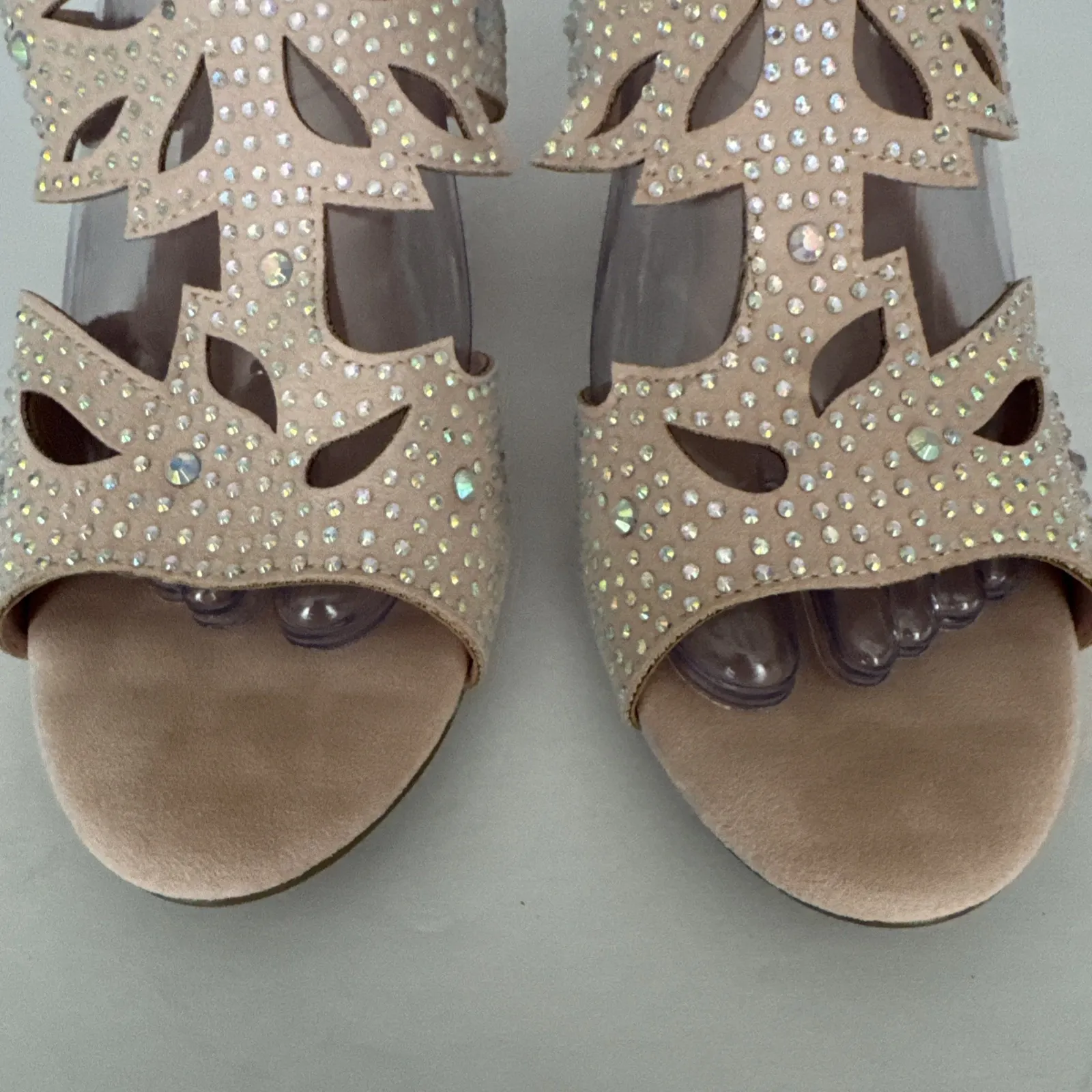 Joan‎ Boyce Heels Women 8 W Blush Pink Rhinestone Velour Slide Fairy Balletcore - Image 7