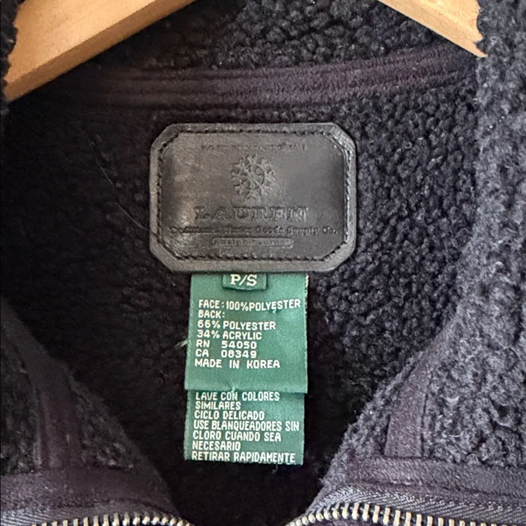 Lauren Black Label  Womens P/S Black Faux Suede Sherpa-Lined Vest - Image 2