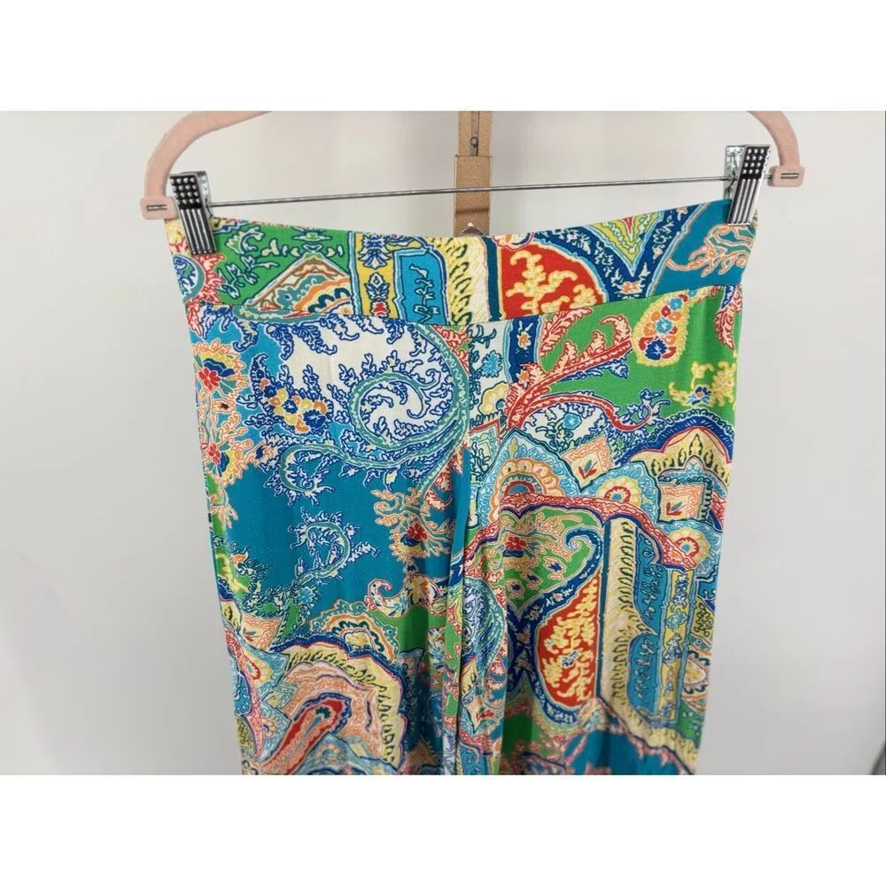 Ralph Lauren Paisley Print Wide Leg Pull On Pants Size Small - Image 7