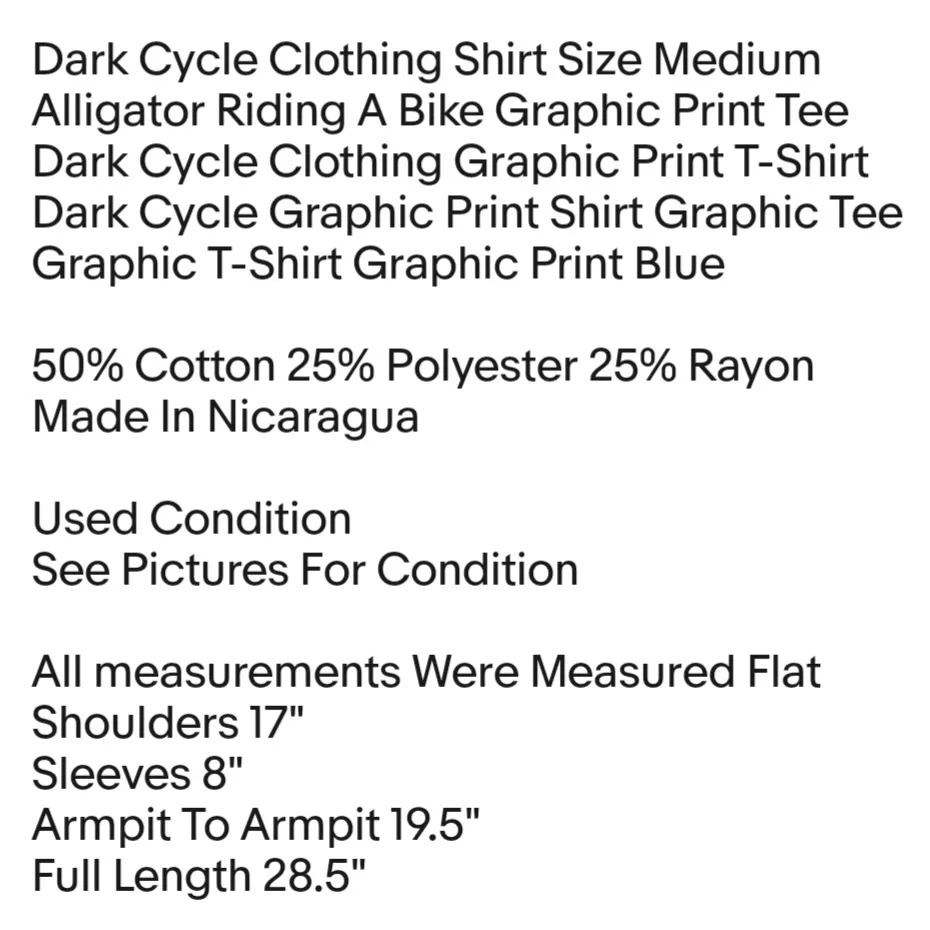 Shirt Size Medium Alligator Riding A Bike Graphic Print Tee Unisex - Image 2