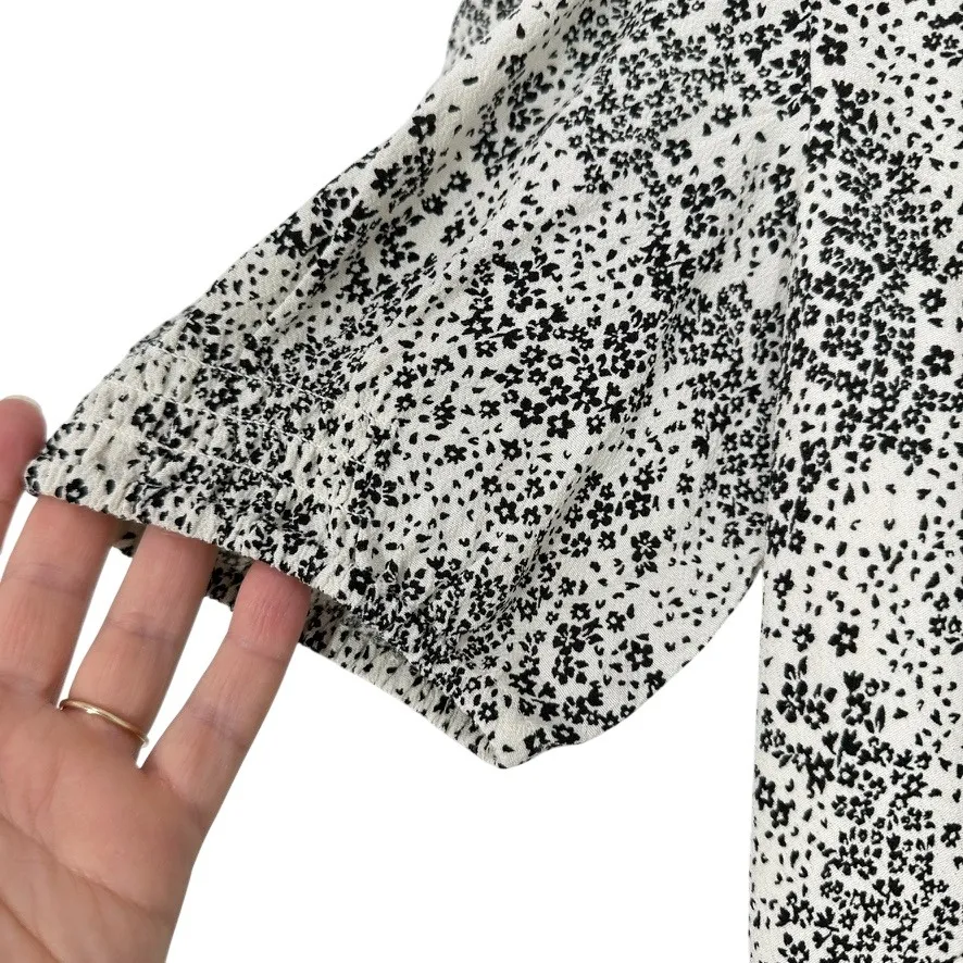 Madewell Floral Print V Neck Puff Sleeve Maxi Dress Size 6 Cream Black NWT - Image 6