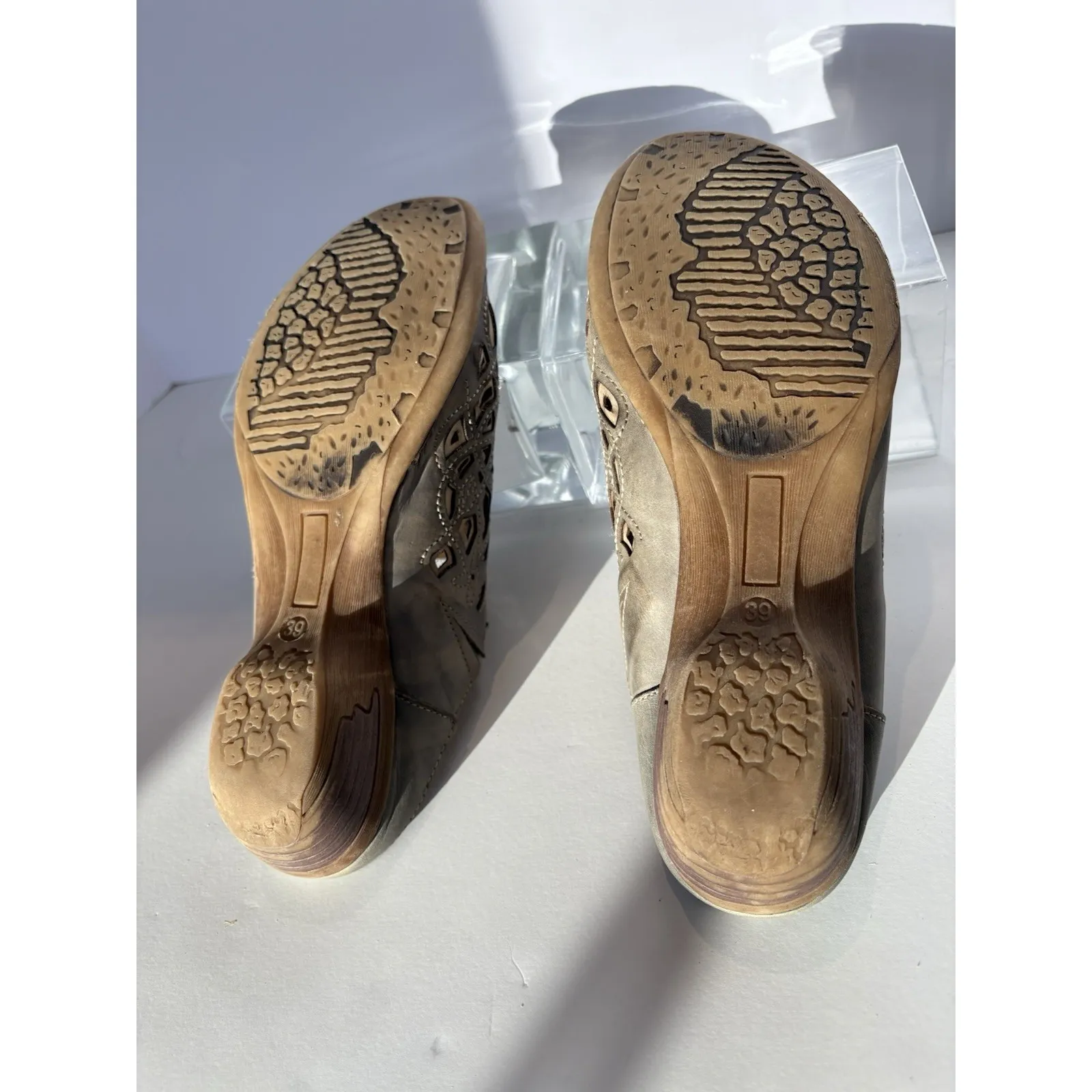 Spring Step Shoes Sandals Wedges Slides Women Size 39 US 8 Green Leather - Image 6