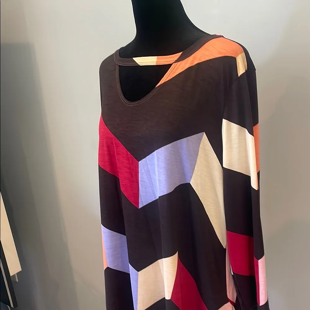 Colorful Chevron Patterned Women's dress Brown - Image 2