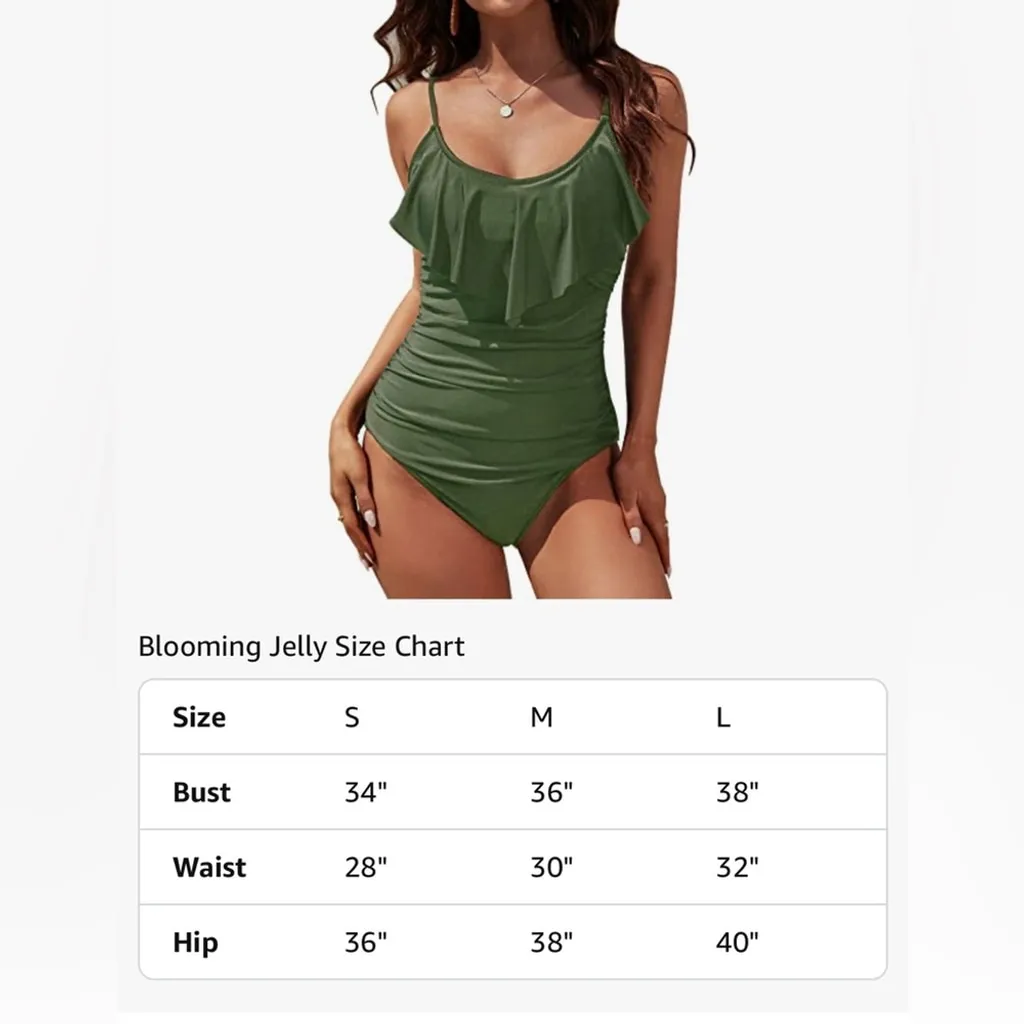 NEW 1 Pc Swimsuit Tummy Control Bathing Suit Modest Slimming Ruffle L - Image 4