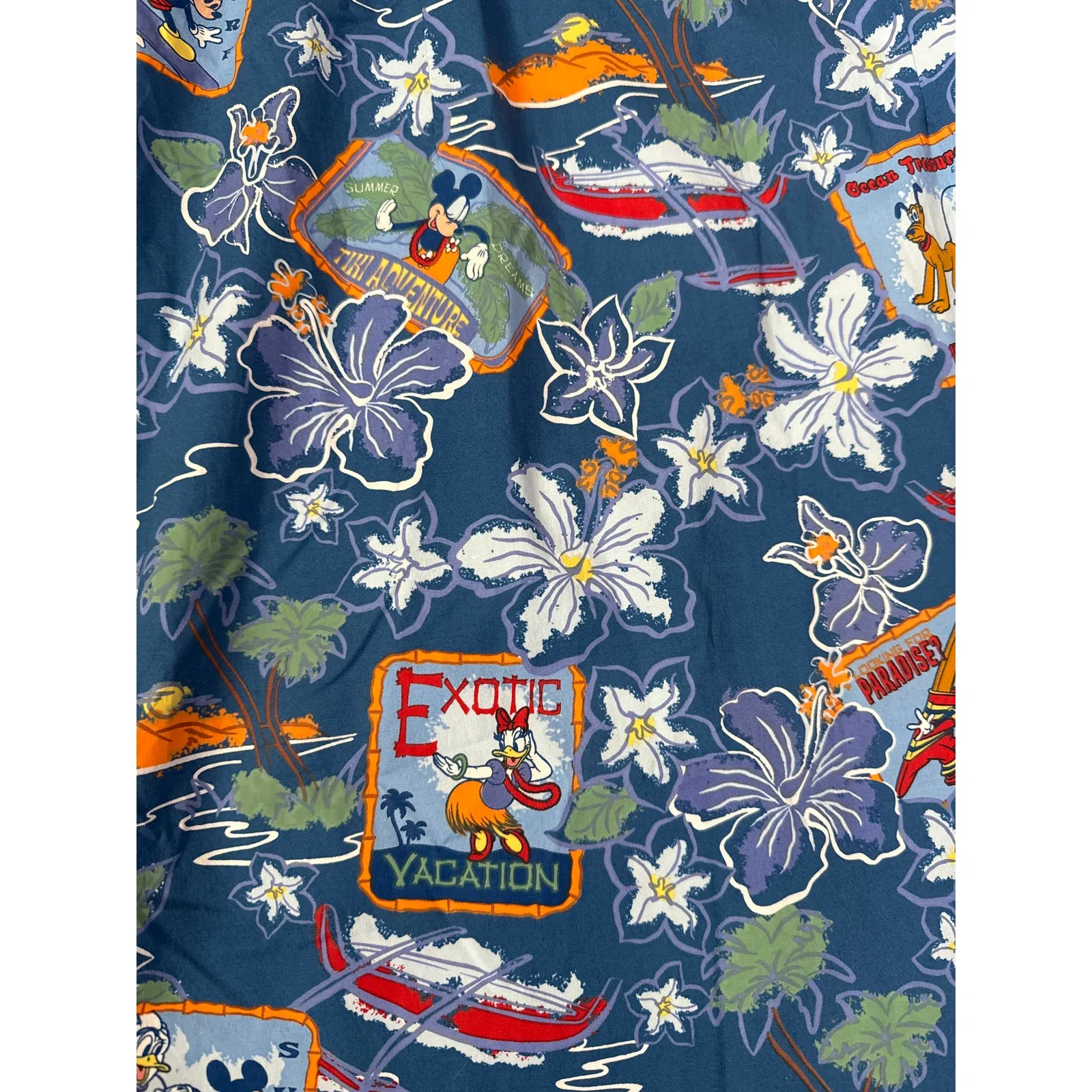 Vintage Disney Shop Mickey & Friends‎ Tropical Hula Hawaii Postcard Dress Medium - Image 8