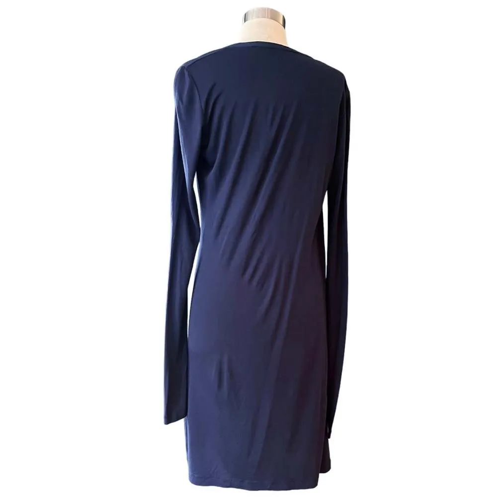 THAKOON Knit Jersey Dress Blue Casual Long Sleeves Asymmetrical Neck Small EUC - Image 7