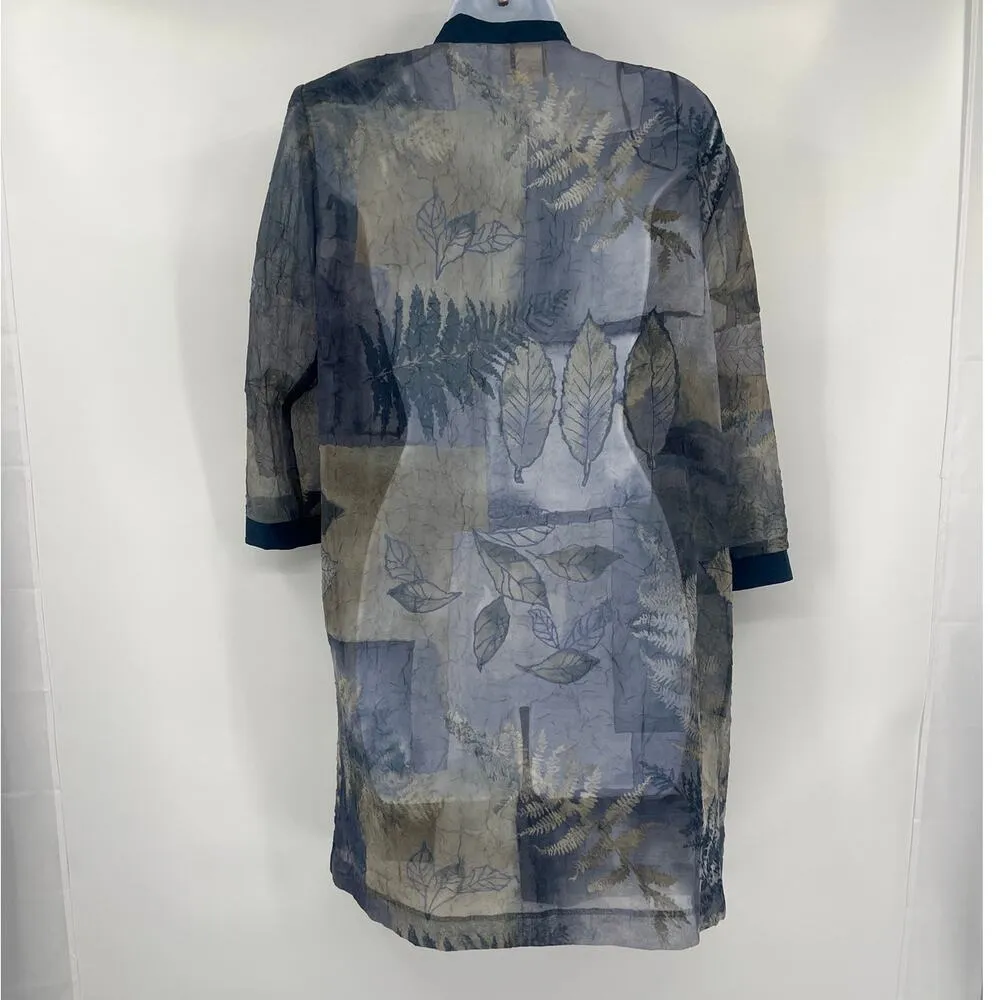 Vtg R&M Richards Sheer Duster Womens Jackst Sz 8 Cottagecore Leaf Crinkly Artsy - Image 6