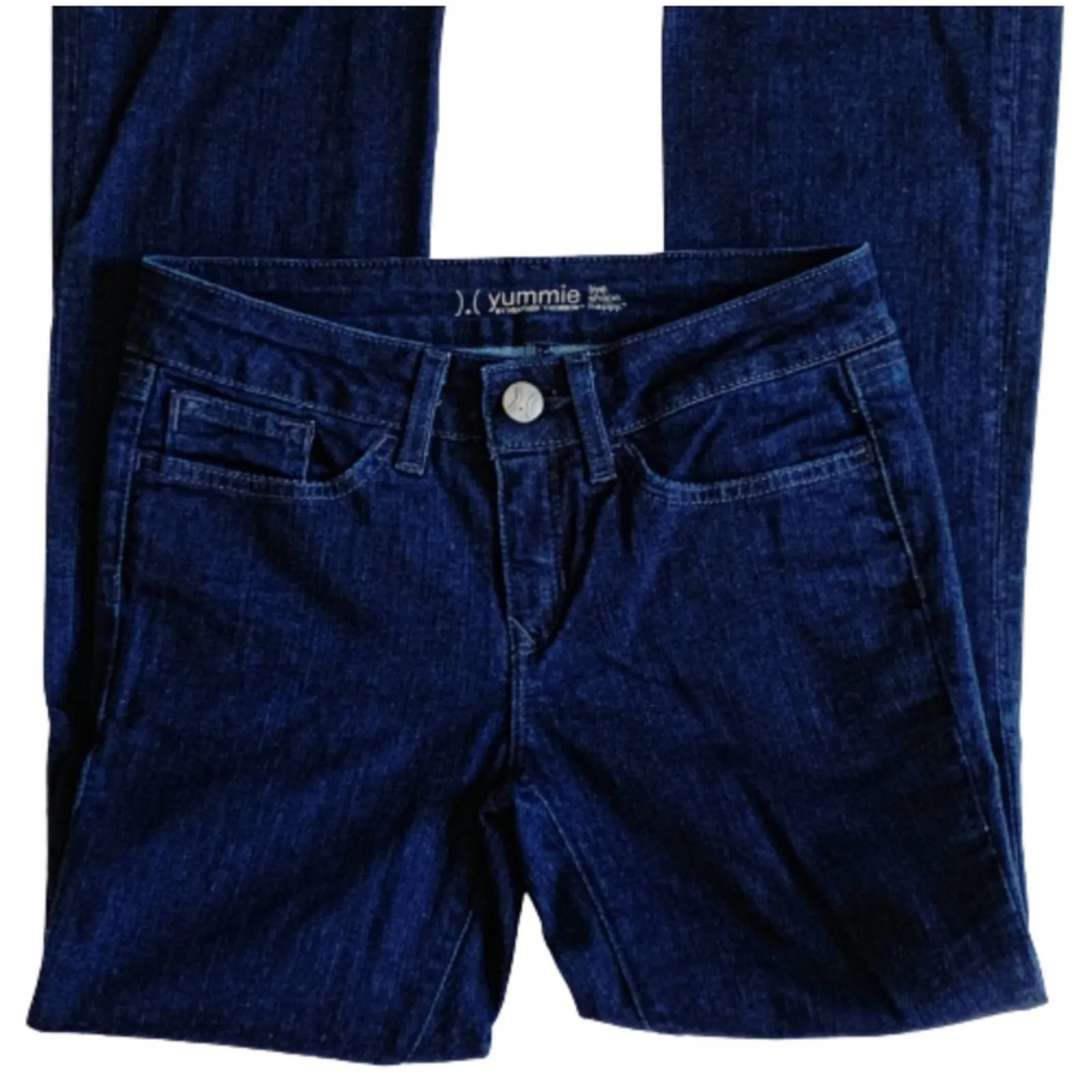 Yummie Jeans Boot Cut Jeans Slimming Dark Wash Mid Rise Slim Boot Cut Size 25 Blue - Image 5