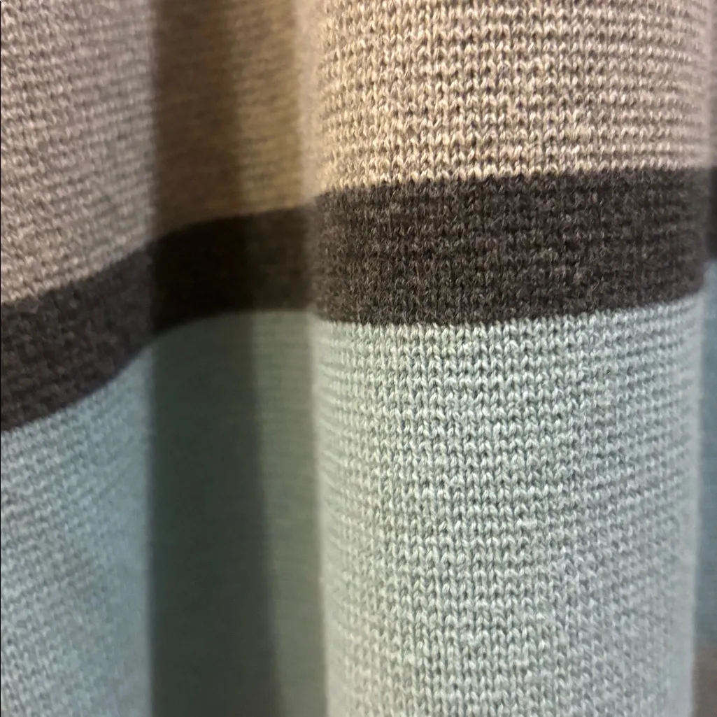 Charter Club Soft Blue and Light/ Dark Gray Knit Cardigan Open Front No Buttons - Image 13