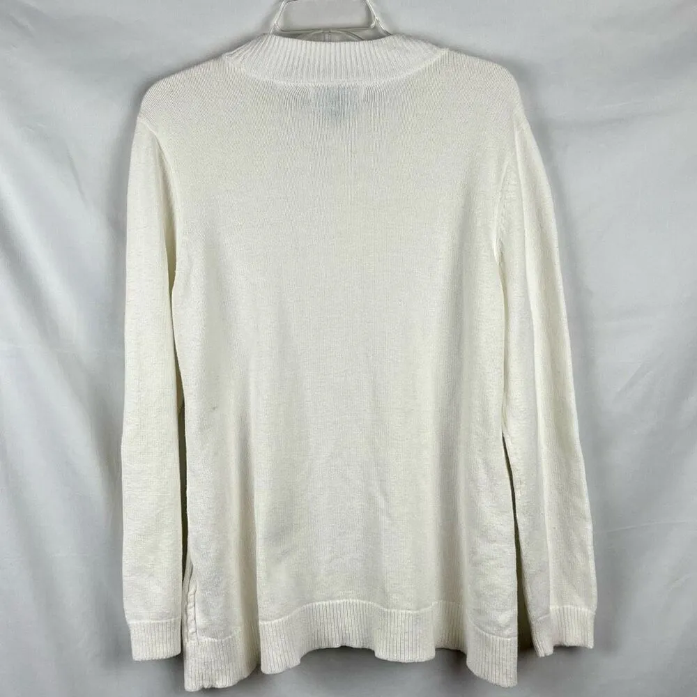 Karen Scott Women’s White Cable-Knit Sweater Large - Image 3