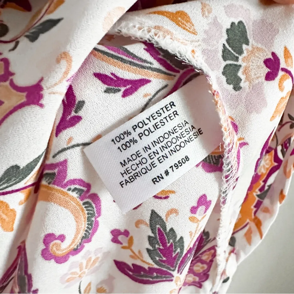 Violet + Claire Pink White Floral Boho Popover Blouson Top sz Small - Image 7