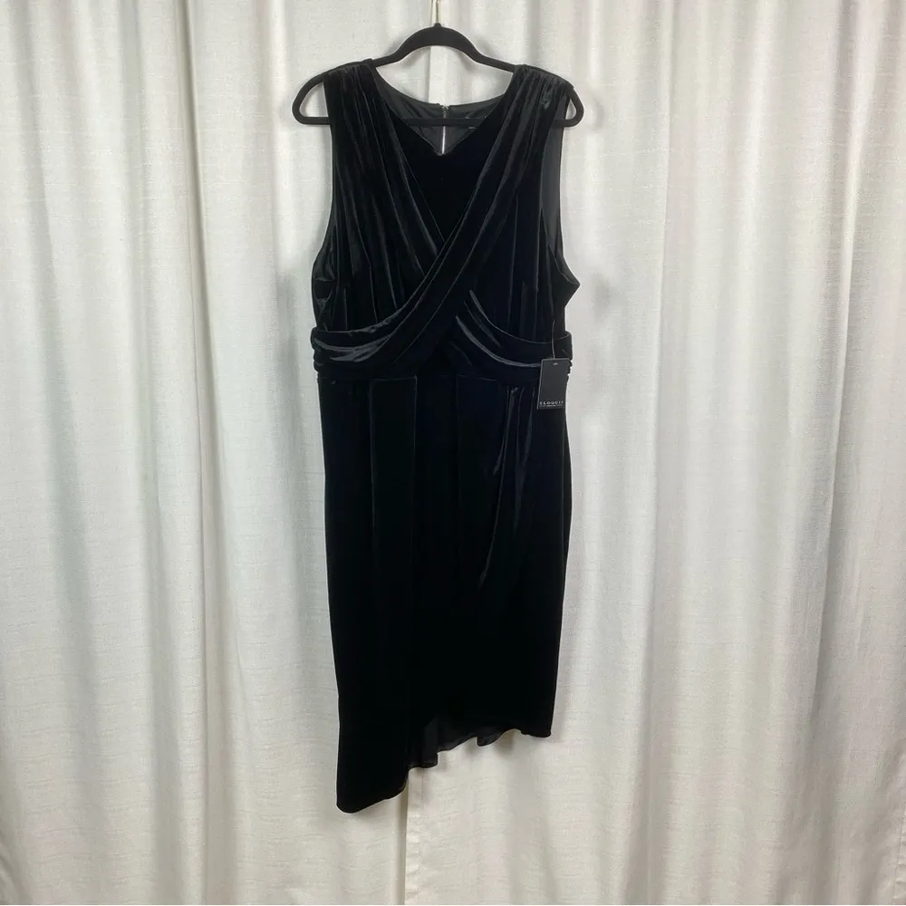 Eloquii Black Velour V Neck Midi Dress Sz.22W NWT - Image 2